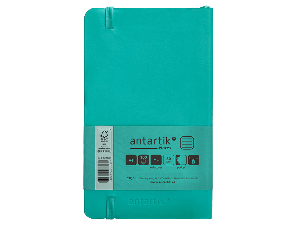 Caderno com elastico antartik capa mole a6 linhas turquesa 100 folhas 80 gr fsc ( Imagem 3 de 11 ) - Preview