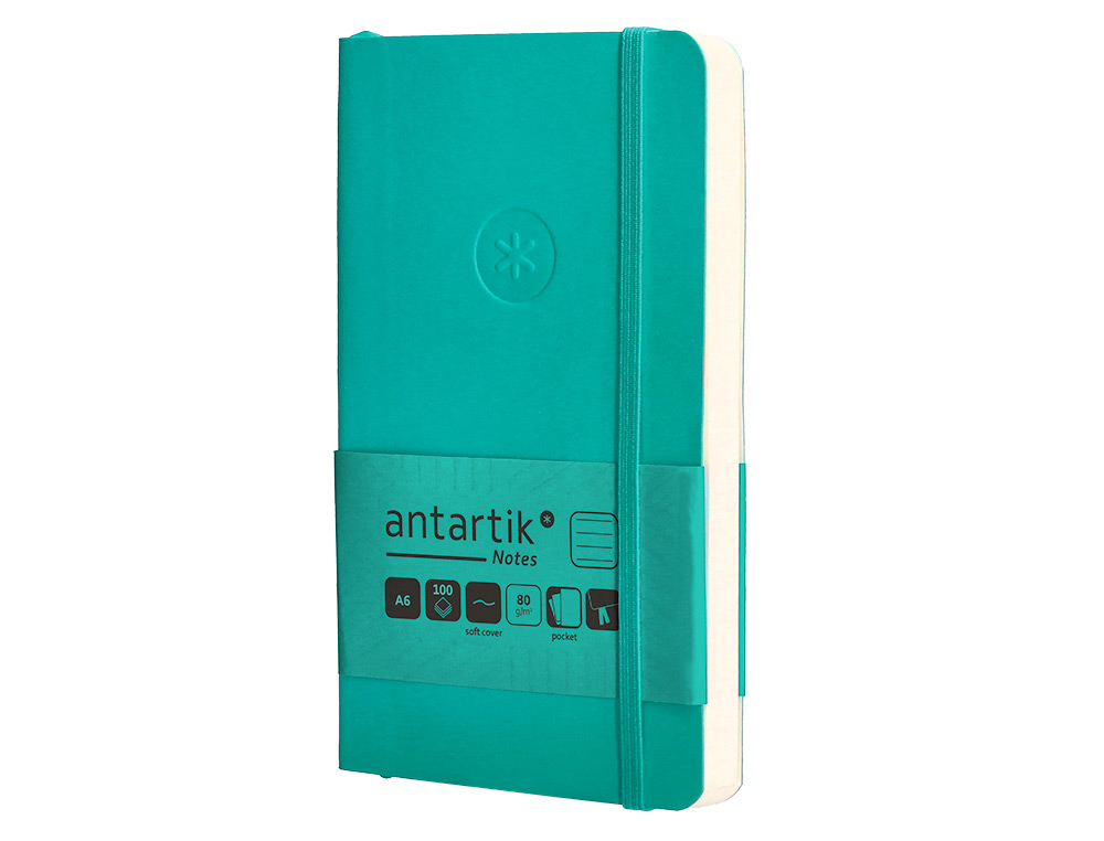 Caderno com elastico antartik capa mole a6 linhas turquesa 100 folhas 80 gr fsc ( Imagem 4 de 11 ) - Preview