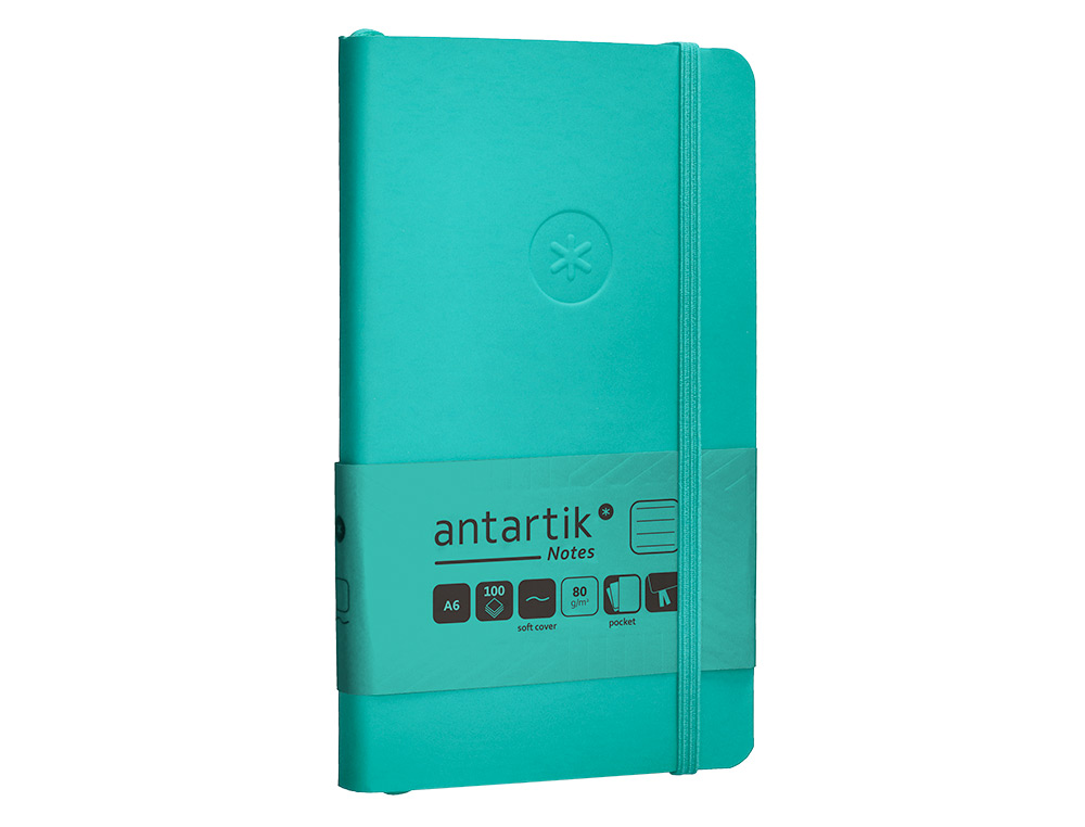 Caderno com elastico antartik capa mole a6 linhas turquesa 100 folhas 80 gr fsc ( Imagem 5 de 11 ) - Preview