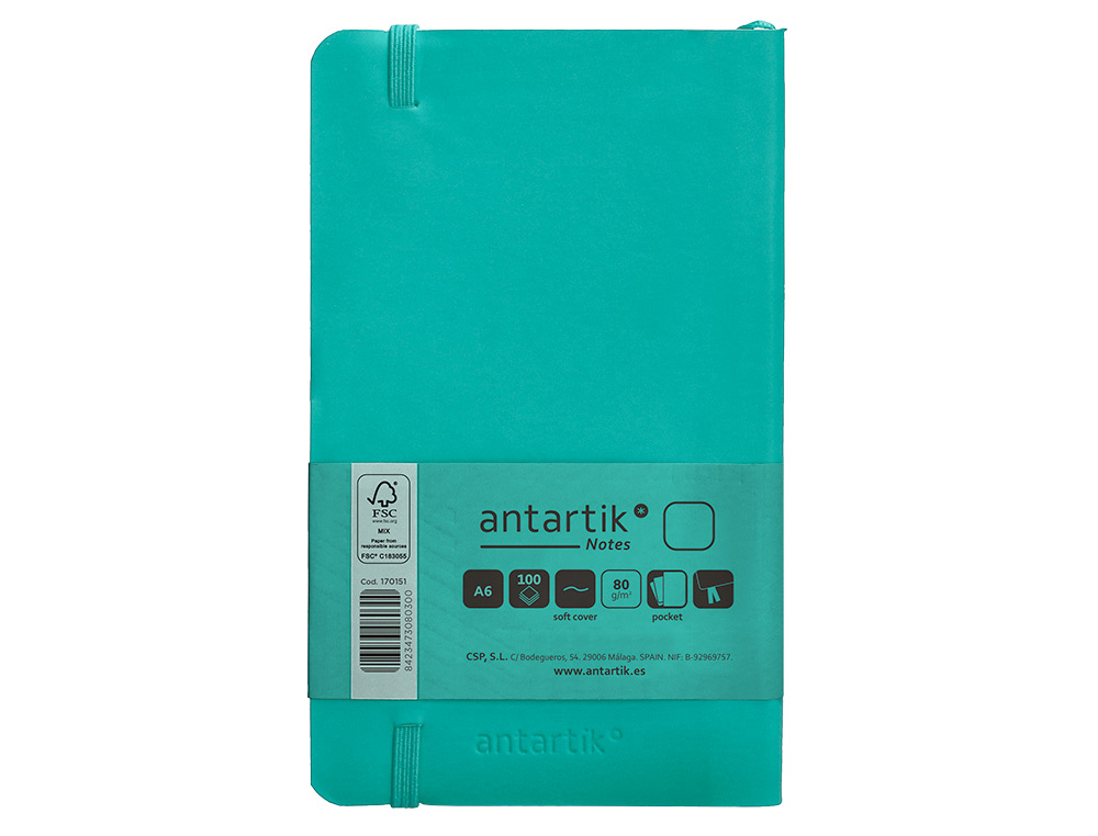 Caderno com elastico antartik capa mole a6 folhas lisas turquesa 100 folhas 80 gr fsc ( Imagem 3 de 11 ) - Preview