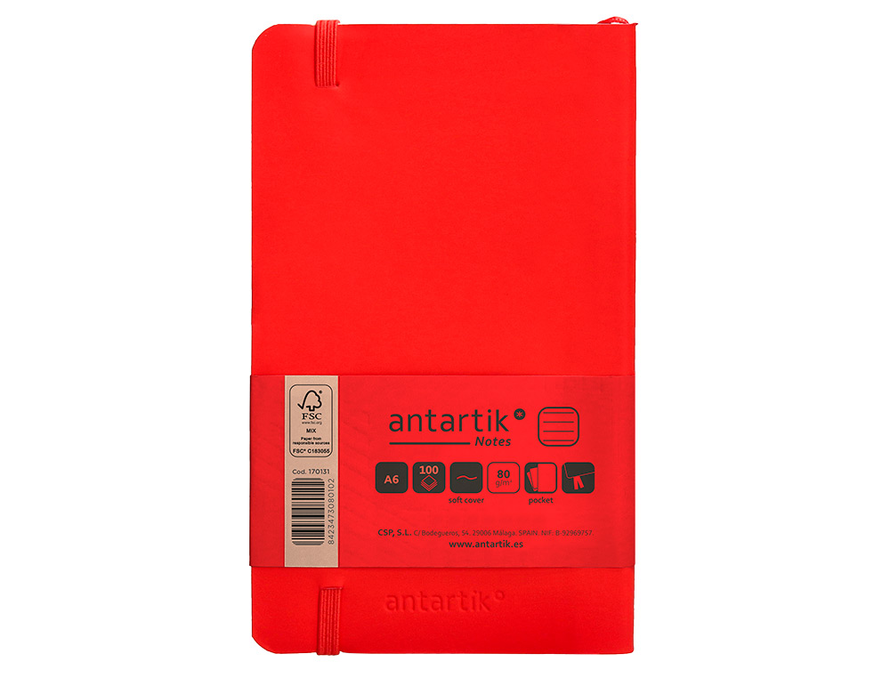 Caderno com elastico antartik capa mole a6 linhas vermelho 100 folhas 80 gr fsc ( Imagem 3 de 11 ) - Preview