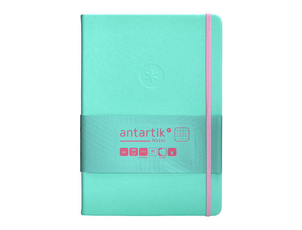 Caderno com elastico antartik capa dura a5 folhas quadricula rosa e turquesa 100 folhas 80 gr fsc ( Imagem 2 de 11 ) - Preview