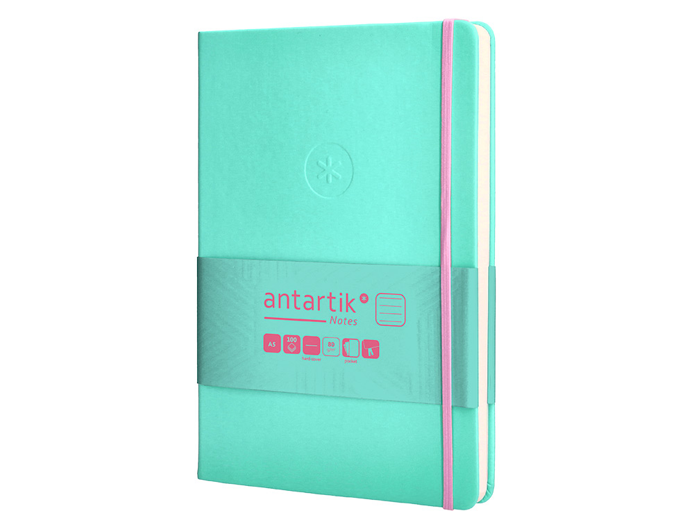 Caderno com elastico antartik capa dura a5 folhas quadricula rosa e turquesa 100 folhas 80 gr fsc ( Imagem 4 de 11 ) - Preview