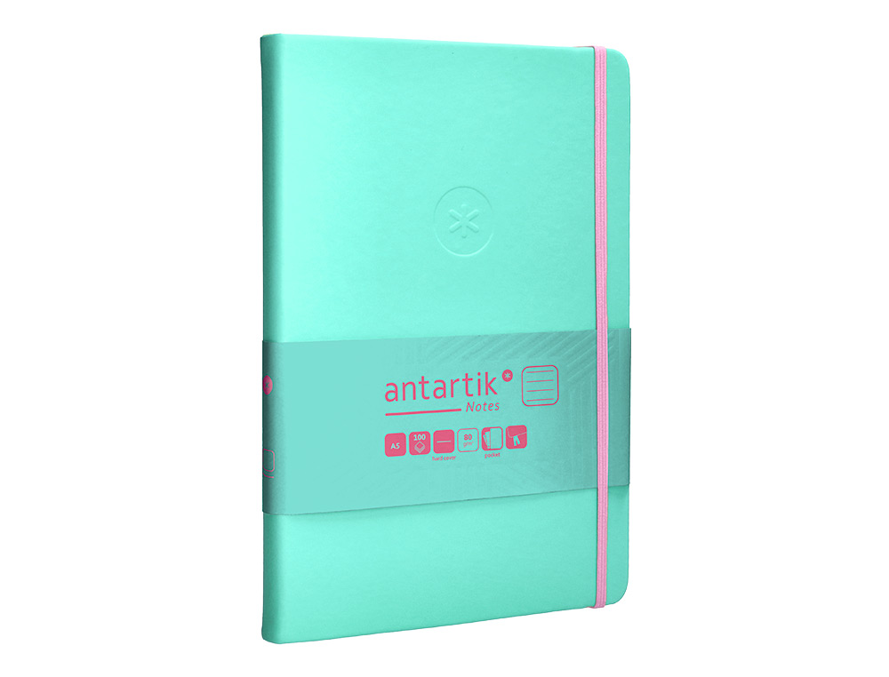 Caderno com elastico antartik capa dura a5 folhas quadricula rosa e turquesa 100 folhas 80 gr fsc ( Imagem 5 de 11 ) - Preview