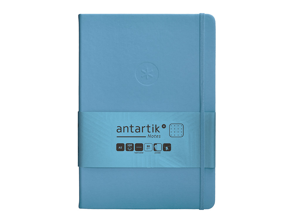 Caderno com elastico antartik capa dura a5 folhas pontos azul claro 100 folhas 80 gr fsc ( Imagem 2 de 11 ) - Preview
