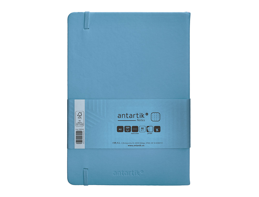 Caderno com elastico antartik capa dura a5 folhas pontos azul claro 100 folhas 80 gr fsc ( Imagem 3 de 11 ) - Preview