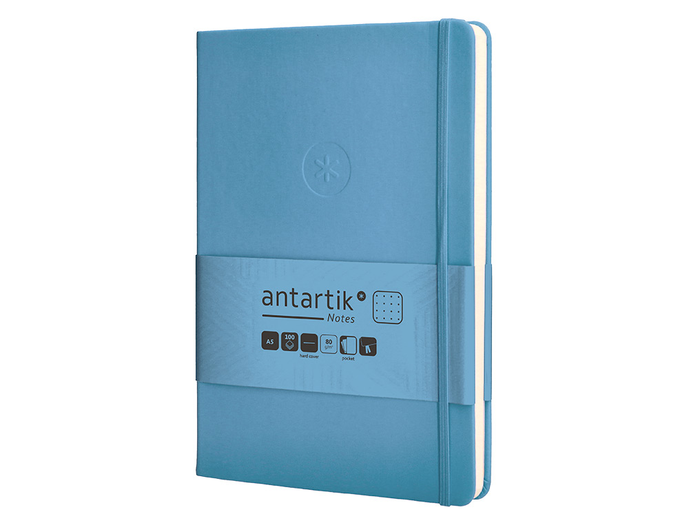 Caderno com elastico antartik capa dura a5 folhas pontos azul claro 100 folhas 80 gr fsc ( Imagem 4 de 11 ) - Preview