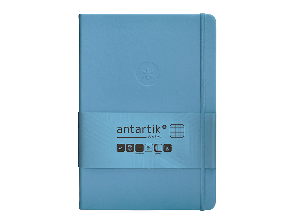 Caderno com elastico antartik capa dura a5 folhas quadricula azul claro 100 folhas 80 gr fsc ( Imagem 2 de 11 ) - Preview