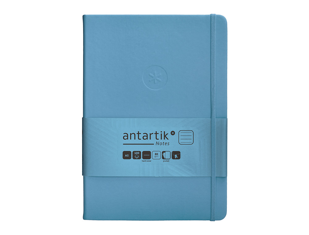 Caderno com elastico antartik capa dura a5 folhas linhas azul claro 100 folhas 80 gr fsc ( Imagem 2 de 11 ) - Preview