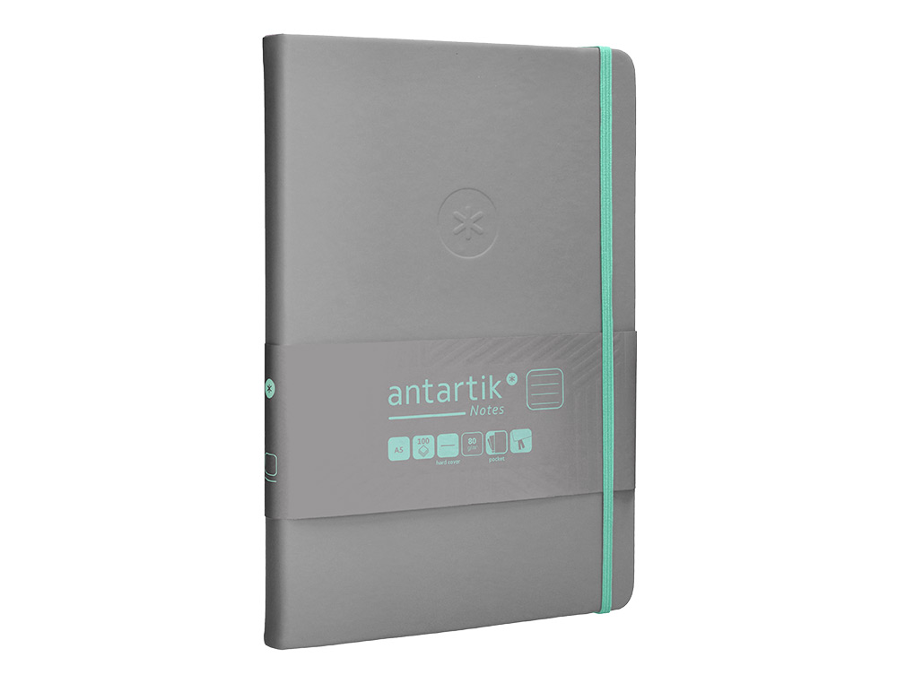 Caderno com elastico antartik capa dura a5 folhas linhas cinza e turquesa 100 folhas 80 gr fsc ( Imagem 5 de 11 ) - Preview