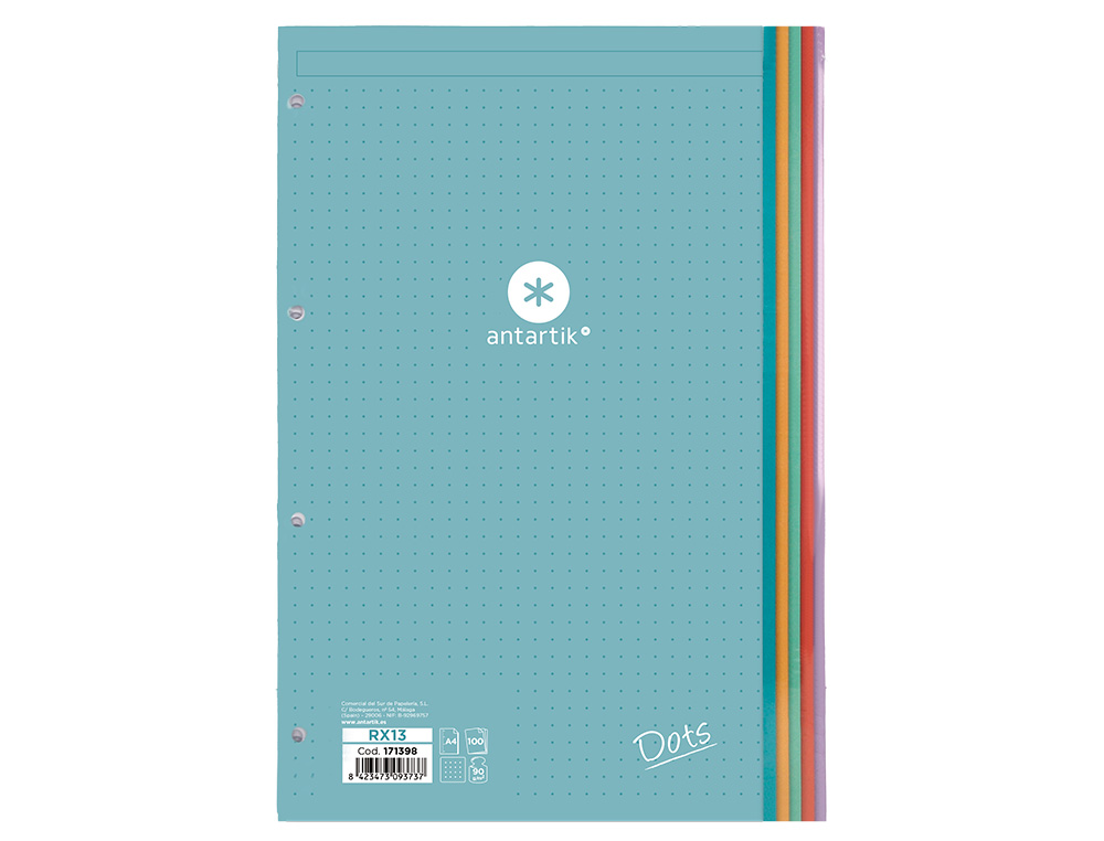 Recarga liderpapel antartik dots a4 100 folhas 90 gr pontilhado 4 furos bandas de 5 cores ( Imagem 2 de 9 ) - Preview