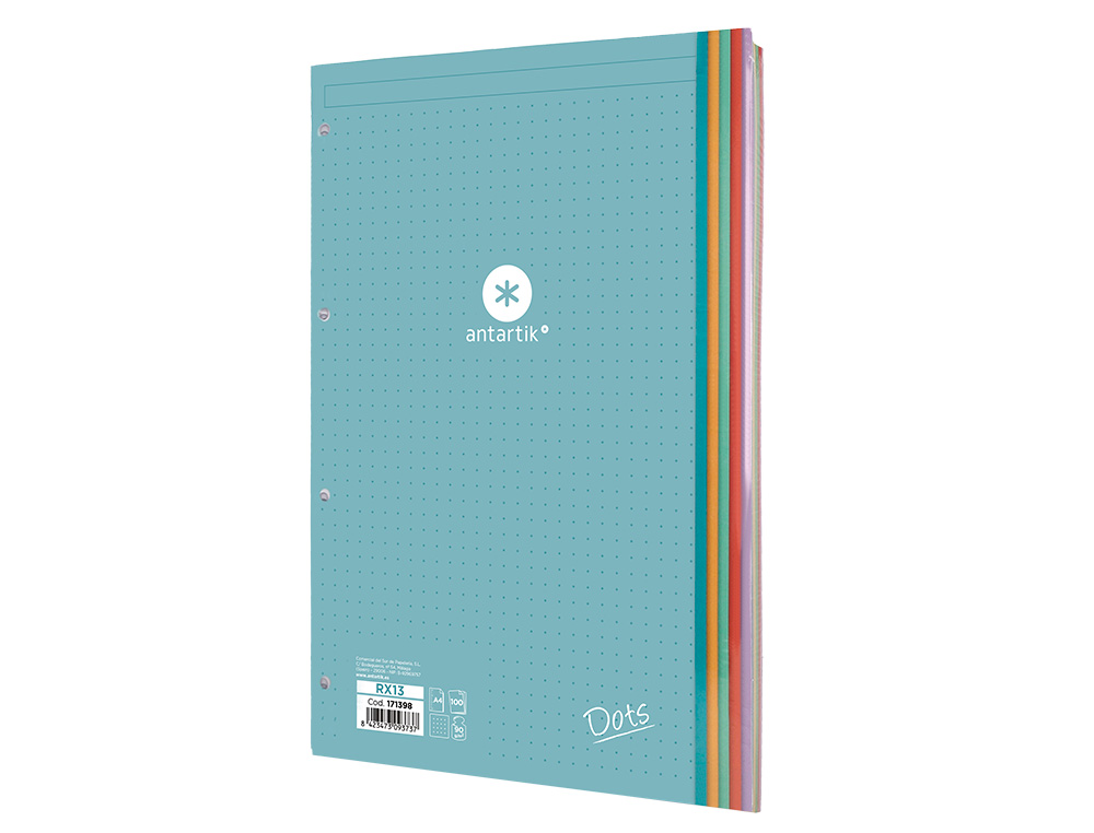 Recarga liderpapel antartik dots a4 100 folhas 90 gr pontilhado 4 furos bandas de 5 cores ( Imagem 3 de 9 ) - Preview