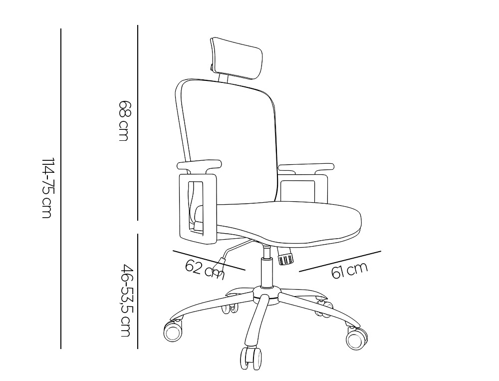 Cadeira de direcao q-connect ergonomica base metal encosto alto com apoio de cabeca ajustavel regulavel em altura 1140+7 ( Imagem 2 de 19 ) - Preview