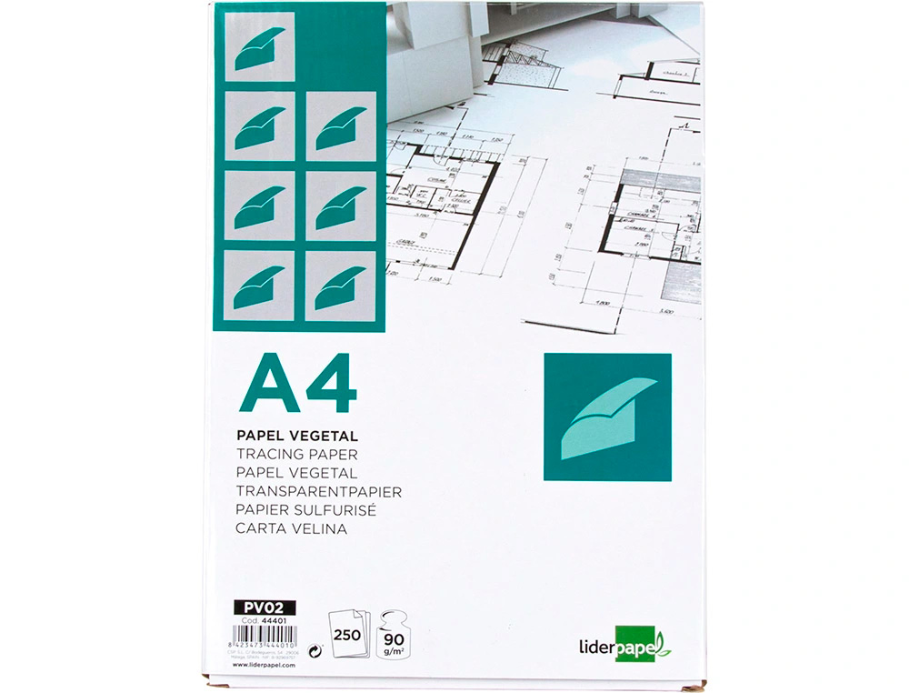 Papel Vegetal A4 Liderpapel. 250 unidades ( Imagem 2 de 9 ) - Preview