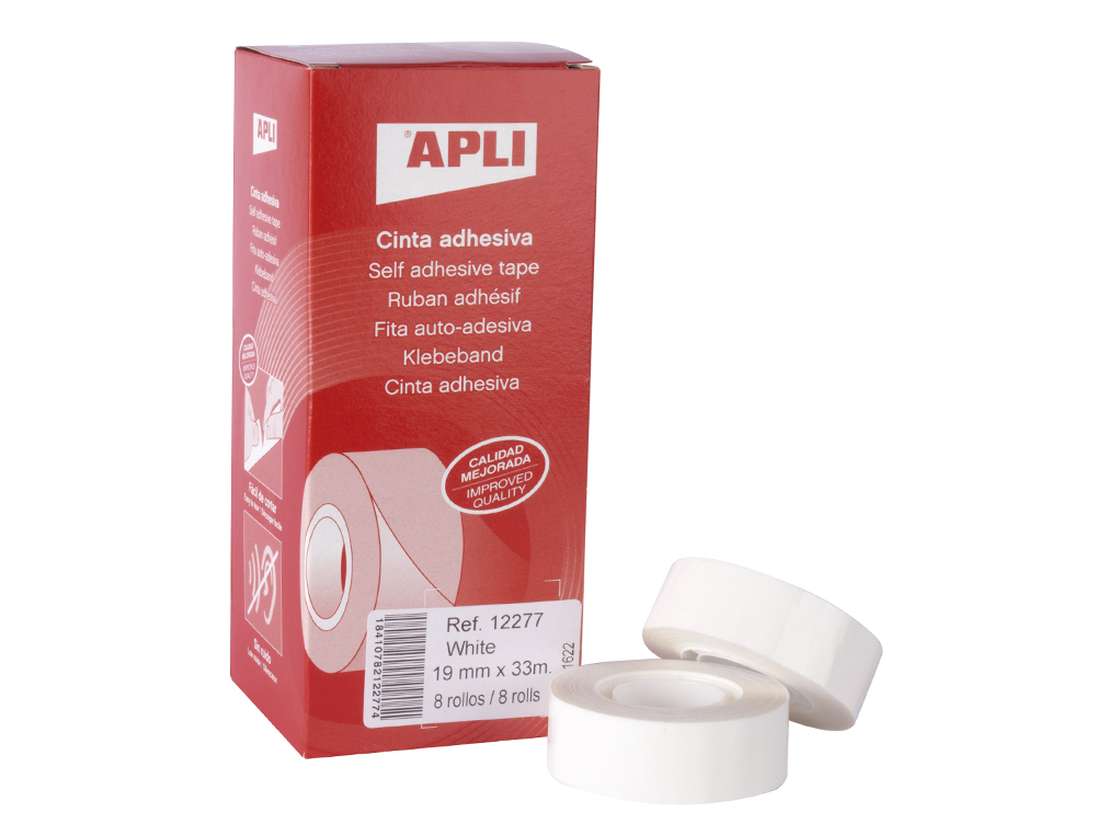 Fita adesiva Apli. 33 mt x 19 mm. Cor branco ( Imagem 2 de 4 ) - Preview