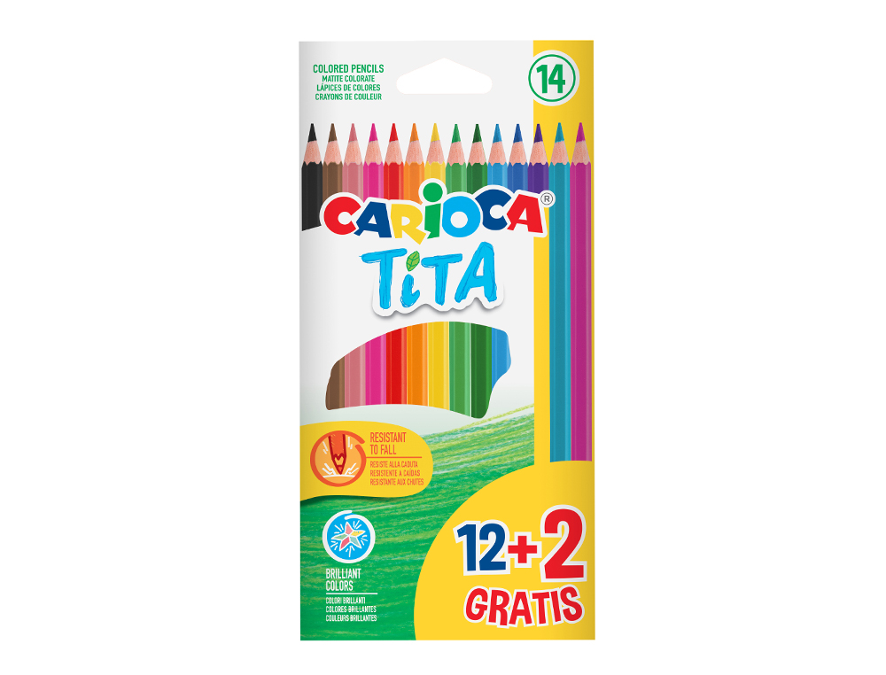 Lapis de cor carioca tita 12 unidades cores sortidas + 2 gratis ( Imagem 2 de 2 ) - Preview