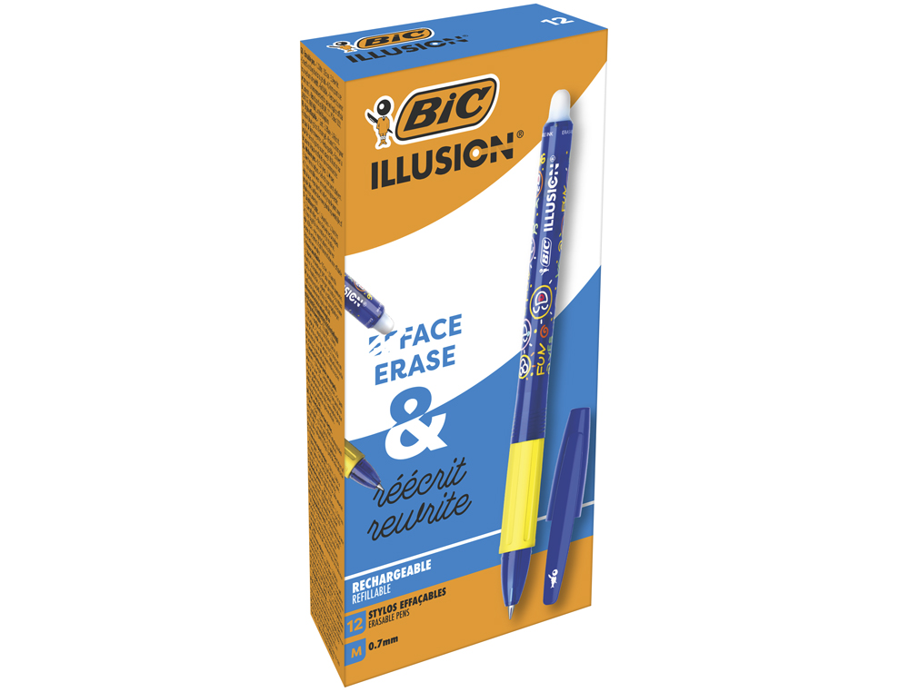 Esferografica bic gelocity illusion apagavel azul ponta de 0,7 mm (12 unidades) ( Imagem 4 de 6 ) - Preview