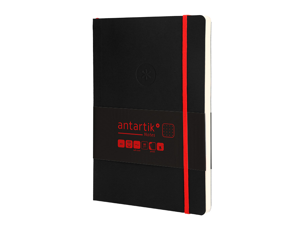 Caderno com elastico antartik capa mole a5 folhas pontos preto e vermelho 80 folhas 80 gr fsc ( Imagem 4 de 8 ) - Preview