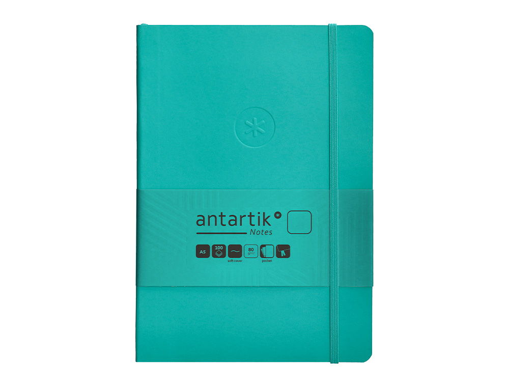 Caderno com elastico antartik capa mole a5 folhas lisas turquesa 80 folhas 80 gr fsc ( Imagem 2 de 8 ) - Preview