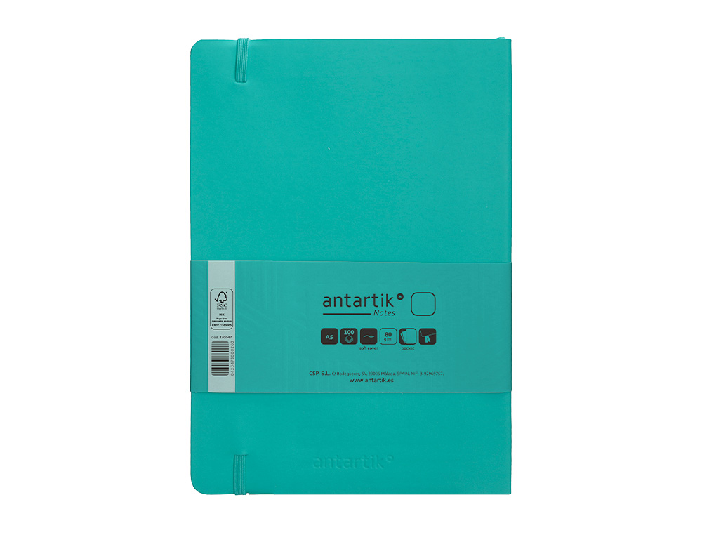 Caderno com elastico antartik capa mole a5 folhas lisas turquesa 80 folhas 80 gr fsc ( Imagem 3 de 8 ) - Preview