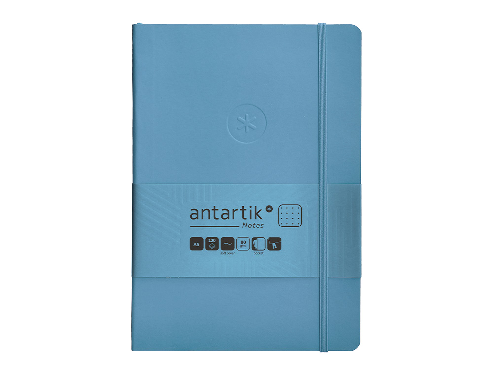 Caderno com elastico antartik capa mole a5 folhas pontos azul claro 80 folhas 80 gr fsc ( Imagem 2 de 8 ) - Preview