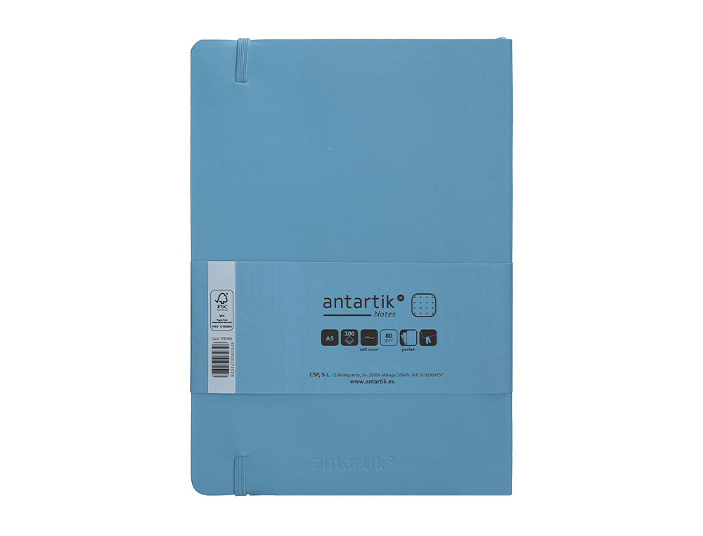 Caderno com elastico antartik capa mole a5 folhas pontos azul claro 80 folhas 80 gr fsc ( Imagem 3 de 8 ) - Preview