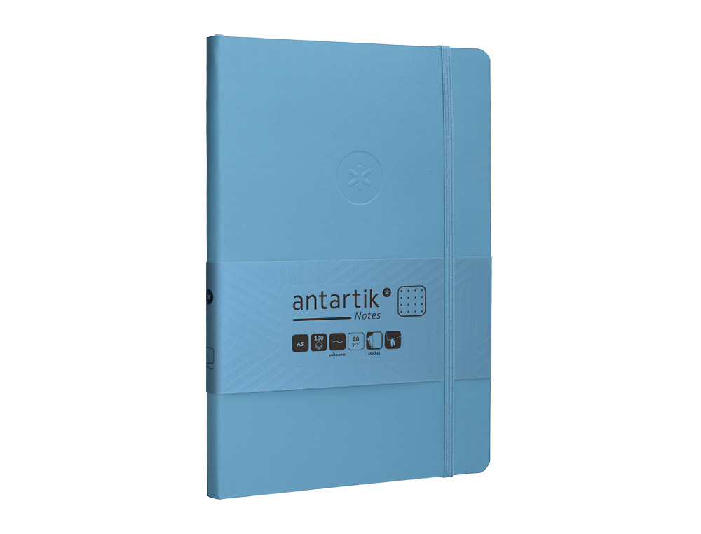 Caderno com elastico antartik capa mole a5 folhas pontos azul claro 80 folhas 80 gr fsc ( Imagem 5 de 8 ) - Preview