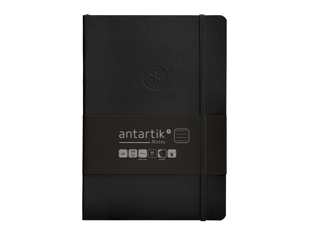 Caderno com elastico antartik capa mole a5 folhas linhas preto 80 folhas 80 gr fsc ( Imagem 2 de 8 ) - Preview
