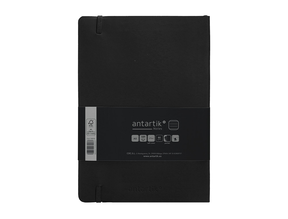 Caderno com elastico antartik capa mole a5 folhas linhas preto 80 folhas 80 gr fsc ( Imagem 3 de 8 ) - Preview