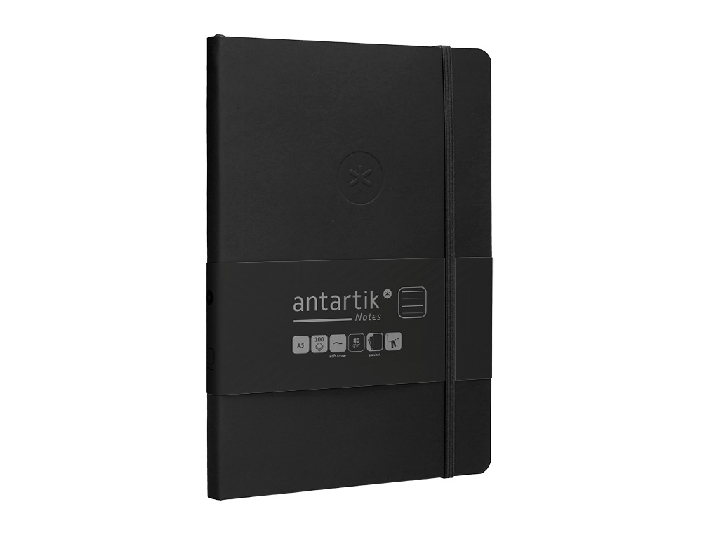 Caderno com elastico antartik capa mole a5 folhas linhas preto 80 folhas 80 gr fsc ( Imagem 5 de 8 ) - Preview