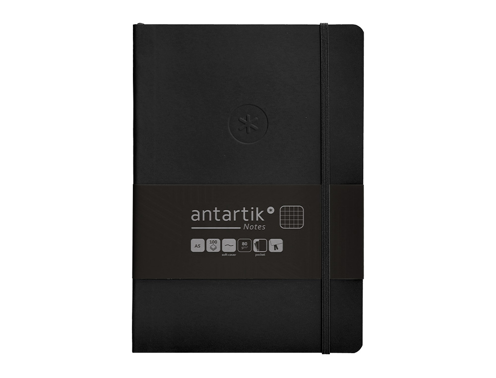Caderno com elastico antartik capa mole a5 folhas quadricula preto 80 folhas 80 gr fsc ( Imagem 2 de 8 ) - Preview