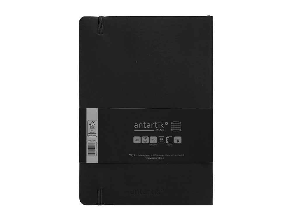 Caderno com elastico antartik capa mole a5 folhas quadricula preto 80 folhas 80 gr fsc ( Imagem 3 de 8 ) - Preview
