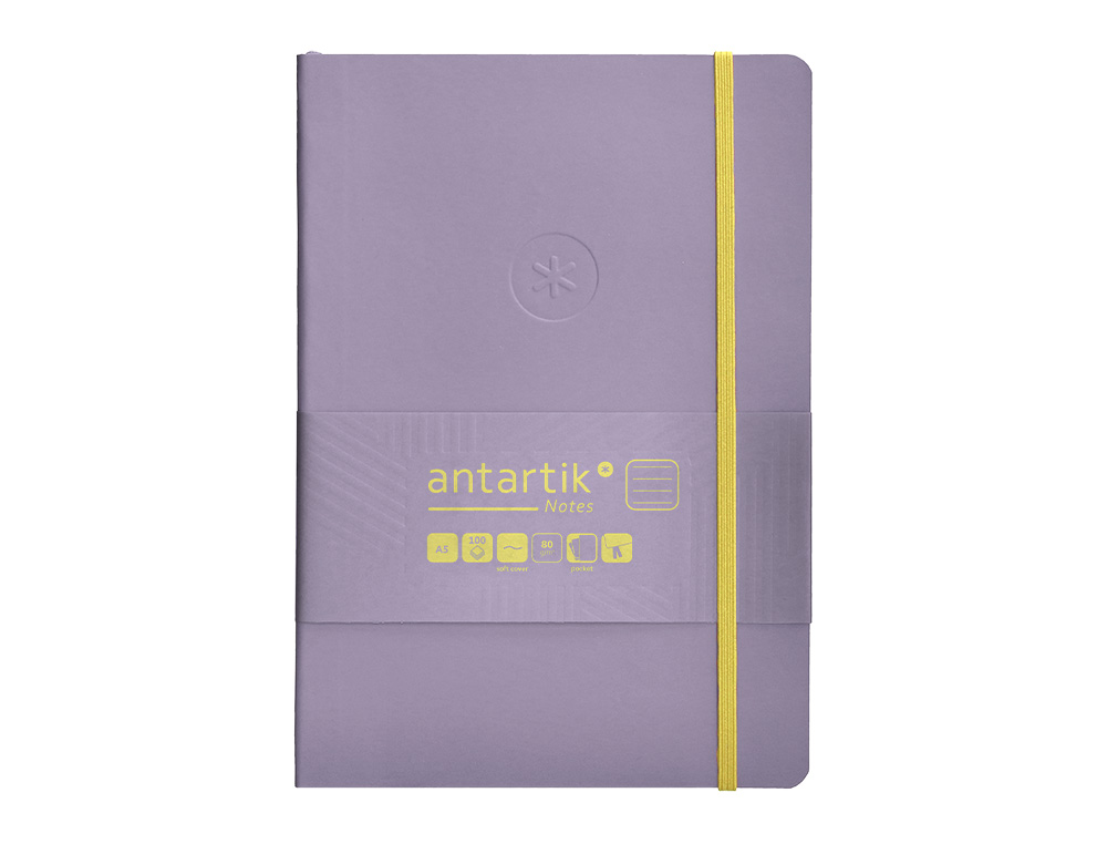 Caderno com elastico antartik capa mole a5 folhas linhas roxo e amarelo 80 folhas 80 gr fsc ( Imagem 2 de 8 ) - Preview