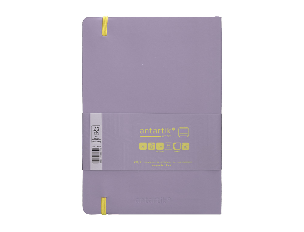 Caderno com elastico antartik capa mole a5 folhas linhas roxo e amarelo 80 folhas 80 gr fsc ( Imagem 3 de 8 ) - Preview