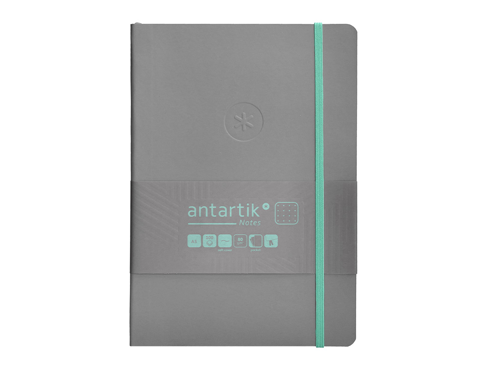 Caderno com elastico antartik capa mole a5 folhas pontos cinza e turquesa 80 folhas 80 gr fsc ( Imagem 2 de 8 ) - Preview