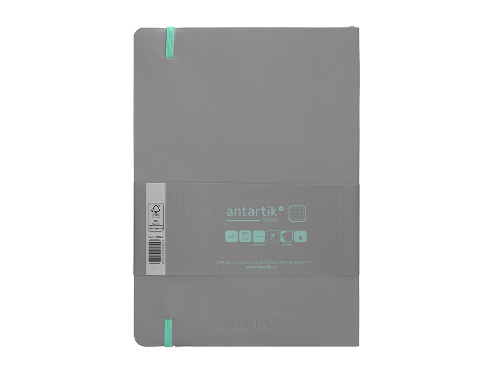 Caderno com elastico antartik capa mole a5 folhas pontos cinza e turquesa 80 folhas 80 gr fsc ( Imagem 3 de 8 ) - Preview