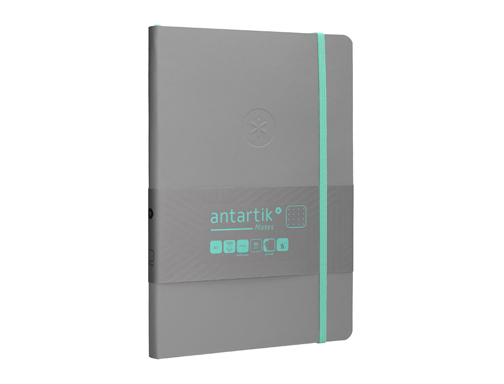 Caderno com elastico antartik capa mole a5 folhas pontos cinza e turquesa 80 folhas 80 gr fsc ( Imagem 5 de 8 ) - Preview
