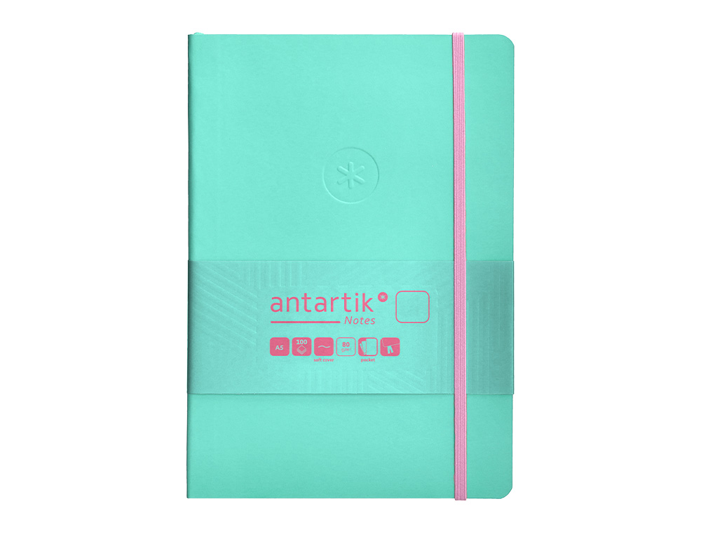 Caderno com elastico antartik capa mole a5 folhas lisas rosa e turquesa 80 folhas 80 gr fsc ( Imagem 2 de 8 ) - Preview