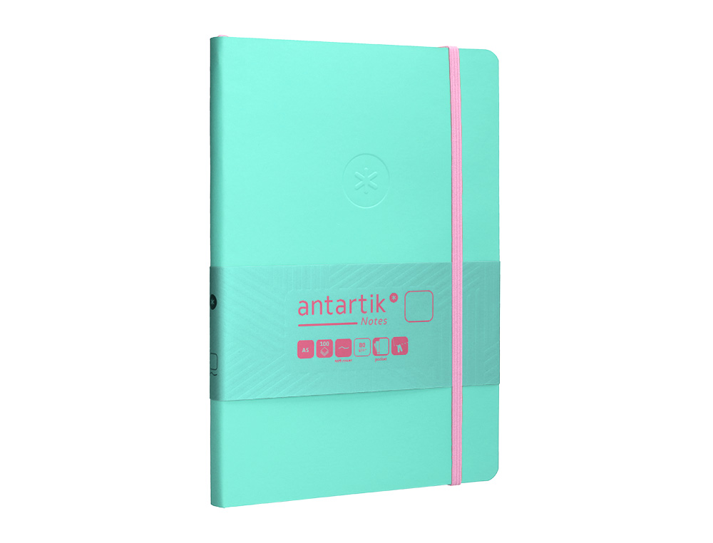 Caderno com elastico antartik capa mole a5 folhas lisas rosa e turquesa 80 folhas 80 gr fsc ( Imagem 5 de 8 ) - Preview