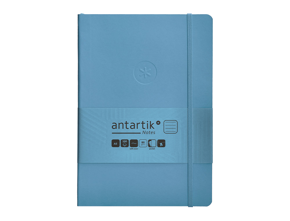 Caderno com elastico antartik capa mole a5 folhas linhas azul claro 80 folhas 80 gr fsc ( Imagem 2 de 7 ) - Preview