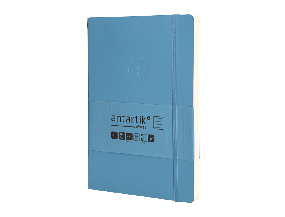 Caderno com elastico antartik capa mole a5 folhas linhas azul claro 80 folhas 80 gr fsc ( Imagem 3 de 7 ) - Preview