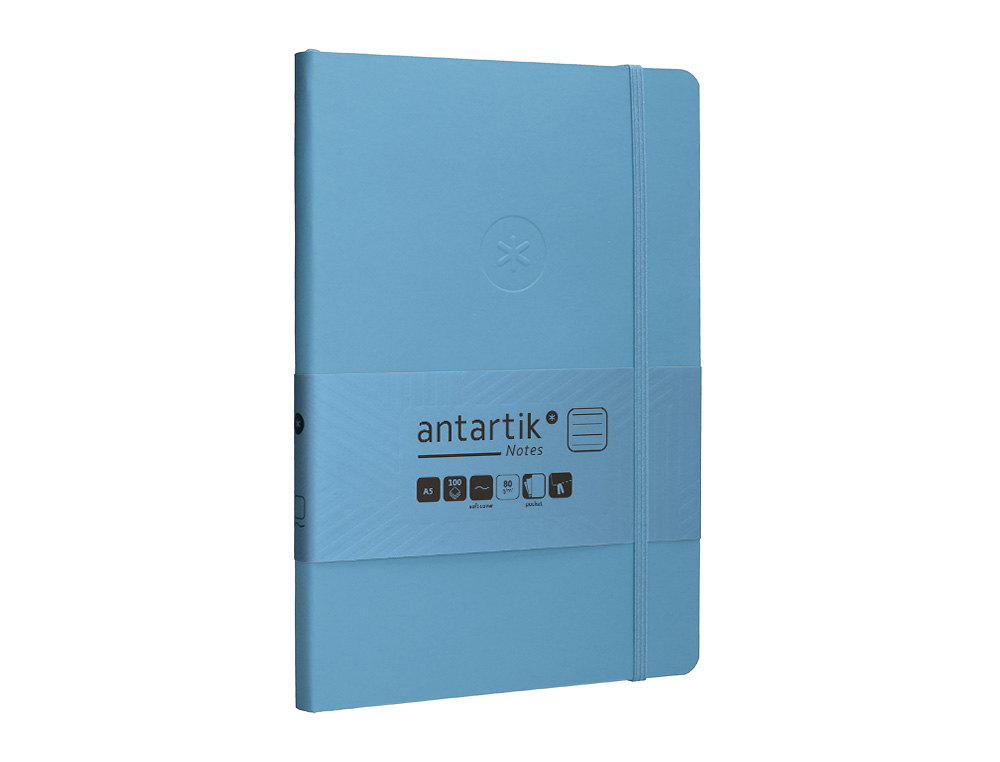 Caderno com elastico antartik capa mole a5 folhas linhas azul claro 80 folhas 80 gr fsc ( Imagem 4 de 7 ) - Preview