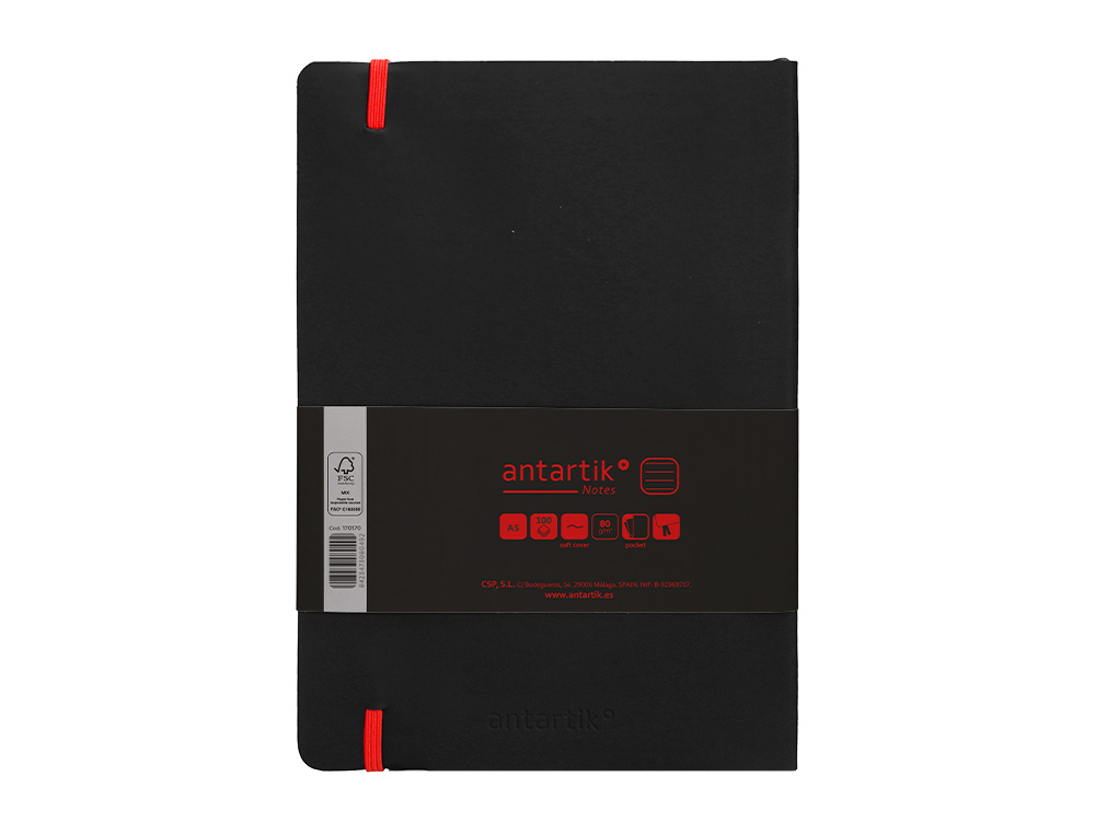 Caderno com elastico antartik capa mole a5 folhas linhas preto e vermelho 80 folhas 80 gr fsc ( Imagem 3 de 8 ) - Preview