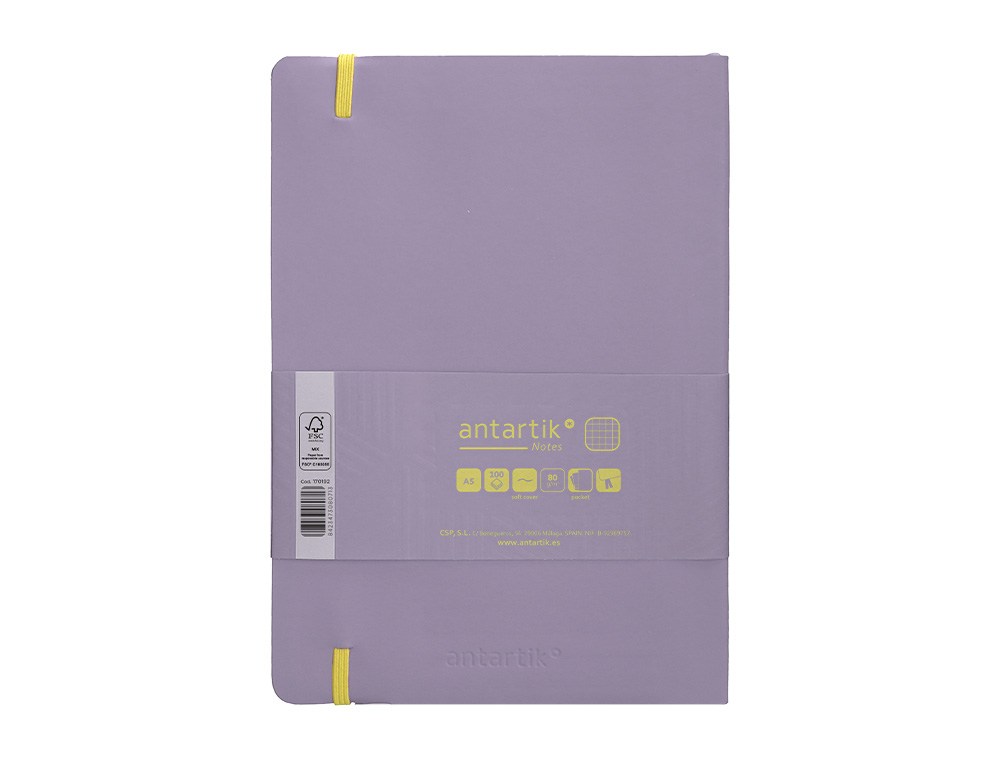 Caderno com elastico antartik capa mole a5 folhas quadricula roxo e amarelo 80 folhas 80 gr fsc ( Imagem 3 de 8 ) - Preview