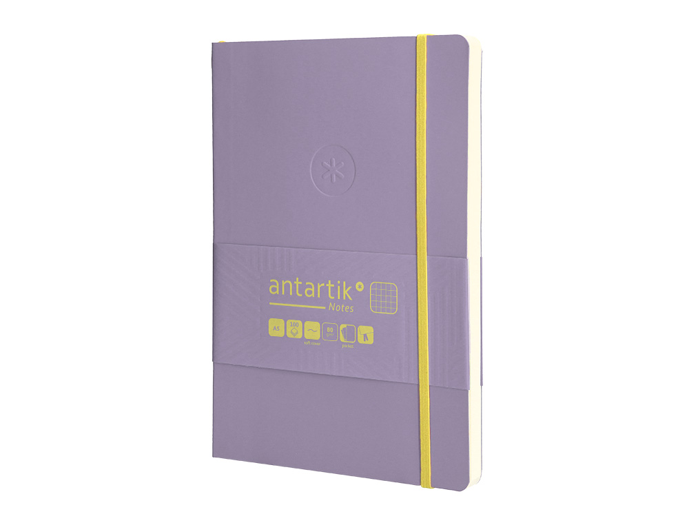 Caderno com elastico antartik capa mole a5 folhas quadricula roxo e amarelo 80 folhas 80 gr fsc ( Imagem 4 de 8 ) - Preview