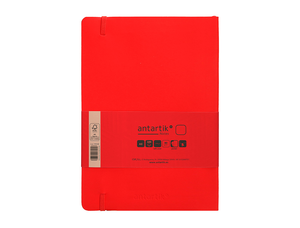 Caderno com elastico antartik capa mole a5 folhas lisas vermelho 80 folhas 80 gr fsc ( Imagem 3 de 9 ) - Preview