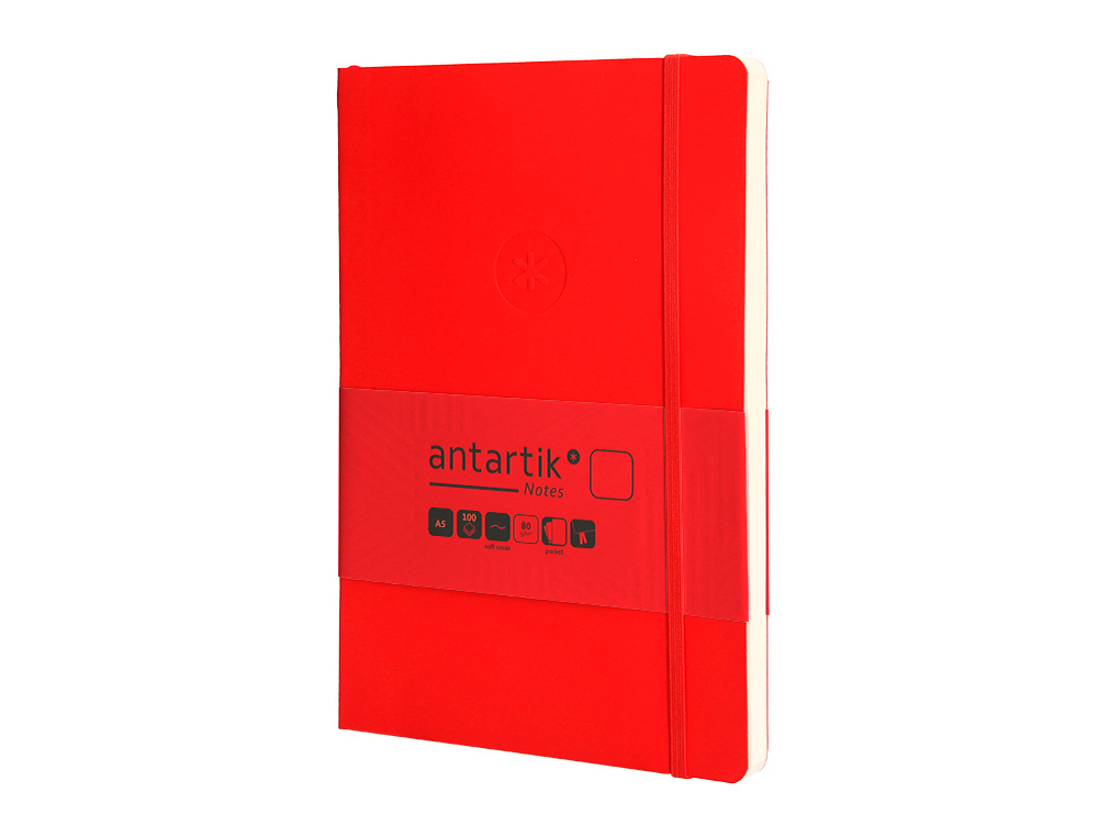 Caderno com elastico antartik capa mole a5 folhas lisas vermelho 80 folhas 80 gr fsc ( Imagem 4 de 9 ) - Preview