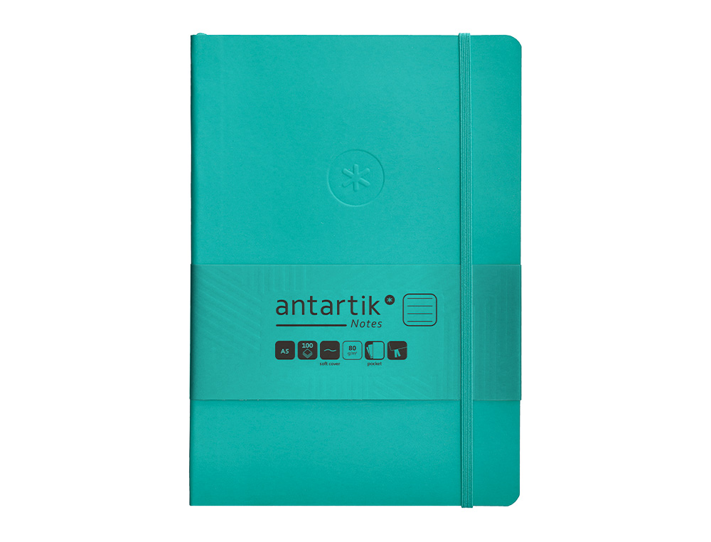 Caderno com elastico antartik capa mole a5 folhas linhas turquesa 80 folhas 80 gr fsc ( Imagem 2 de 8 ) - Preview