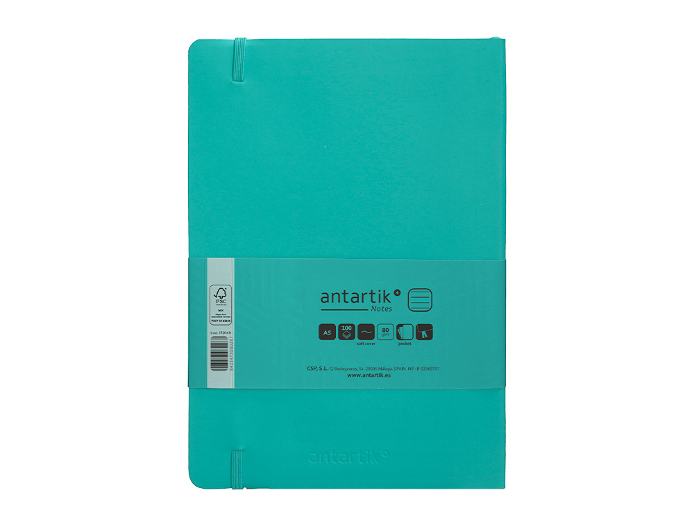 Caderno com elastico antartik capa mole a5 folhas linhas turquesa 80 folhas 80 gr fsc ( Imagem 3 de 8 ) - Preview
