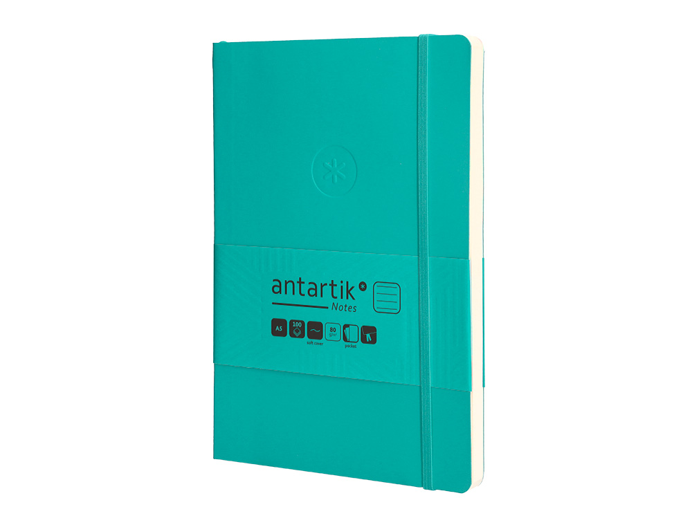 Caderno com elastico antartik capa mole a5 folhas linhas turquesa 80 folhas 80 gr fsc ( Imagem 4 de 8 ) - Preview